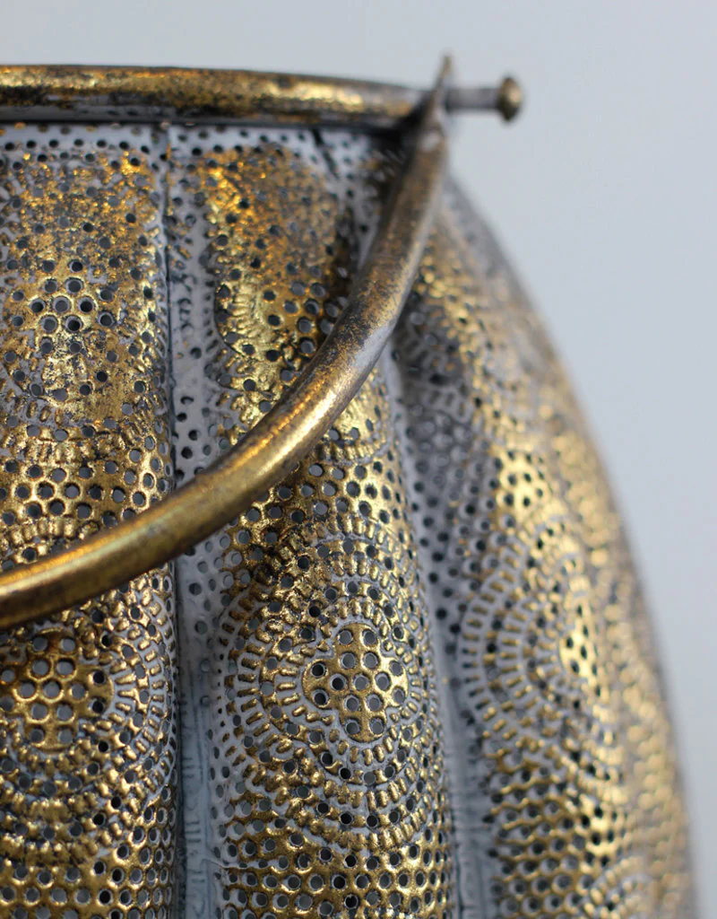 Antique Gold Moroccan Style Candle Lantern - Incl. Candle Glass, 37.5 cm - Image 4