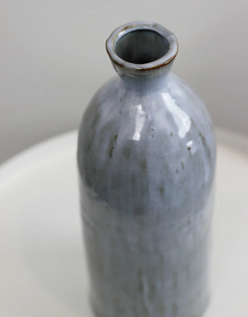 Ceramic Glazed Slim Neck Vase - Grey, 32.5cm - Image 2