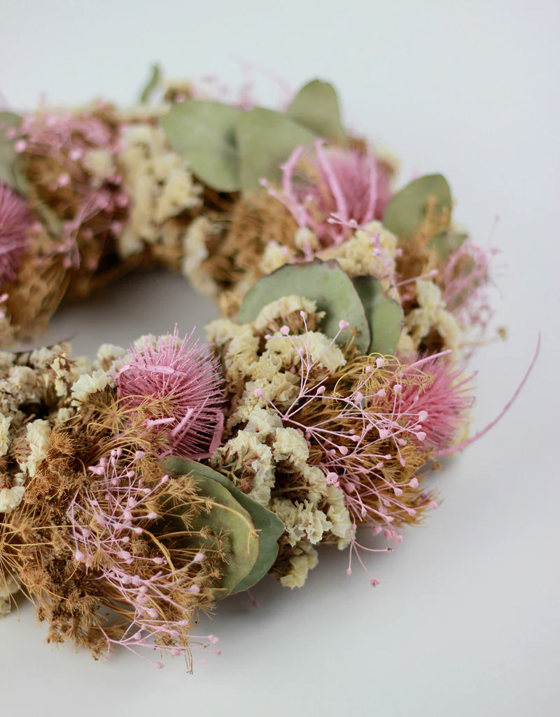 Dried Wreath - With Pink Selection, Bleached, 30 cm - Image 2