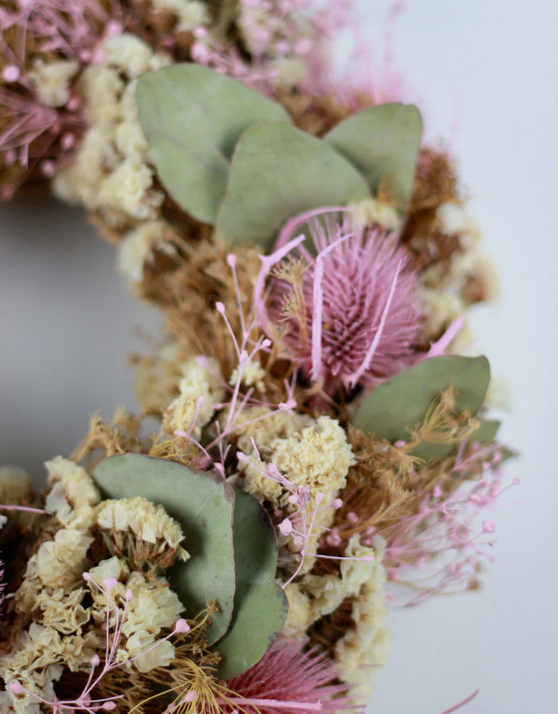 Dried Wreath - With Pink Selection, Bleached, 30 cm - Image 3